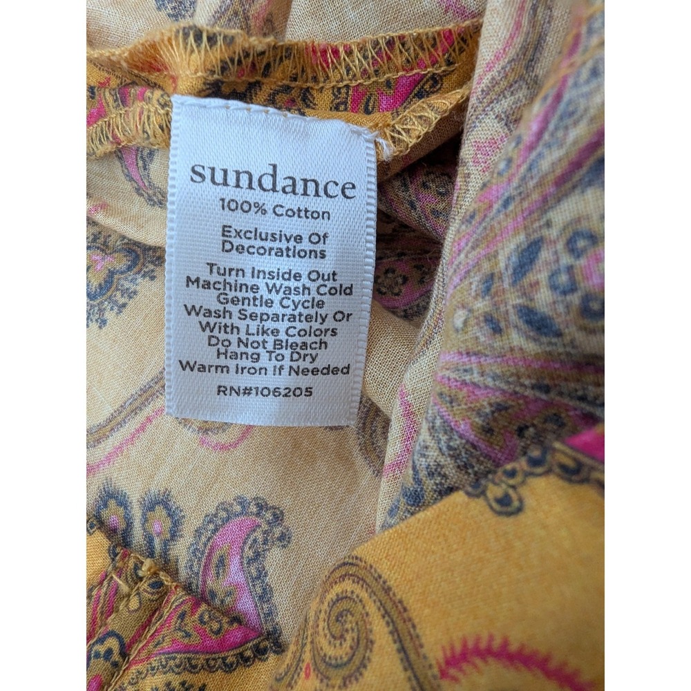 Sundance Womens Yellow Paisley Damask Cargo Pants Cotton Boho Red Border Hem S - Picture 5 of 9